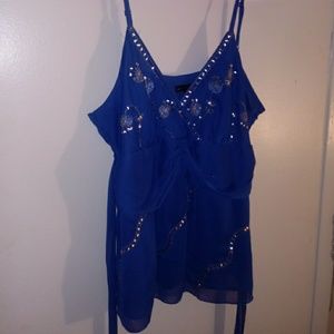 Apostrophe Royal Blue Spaghetti Strap Shirt